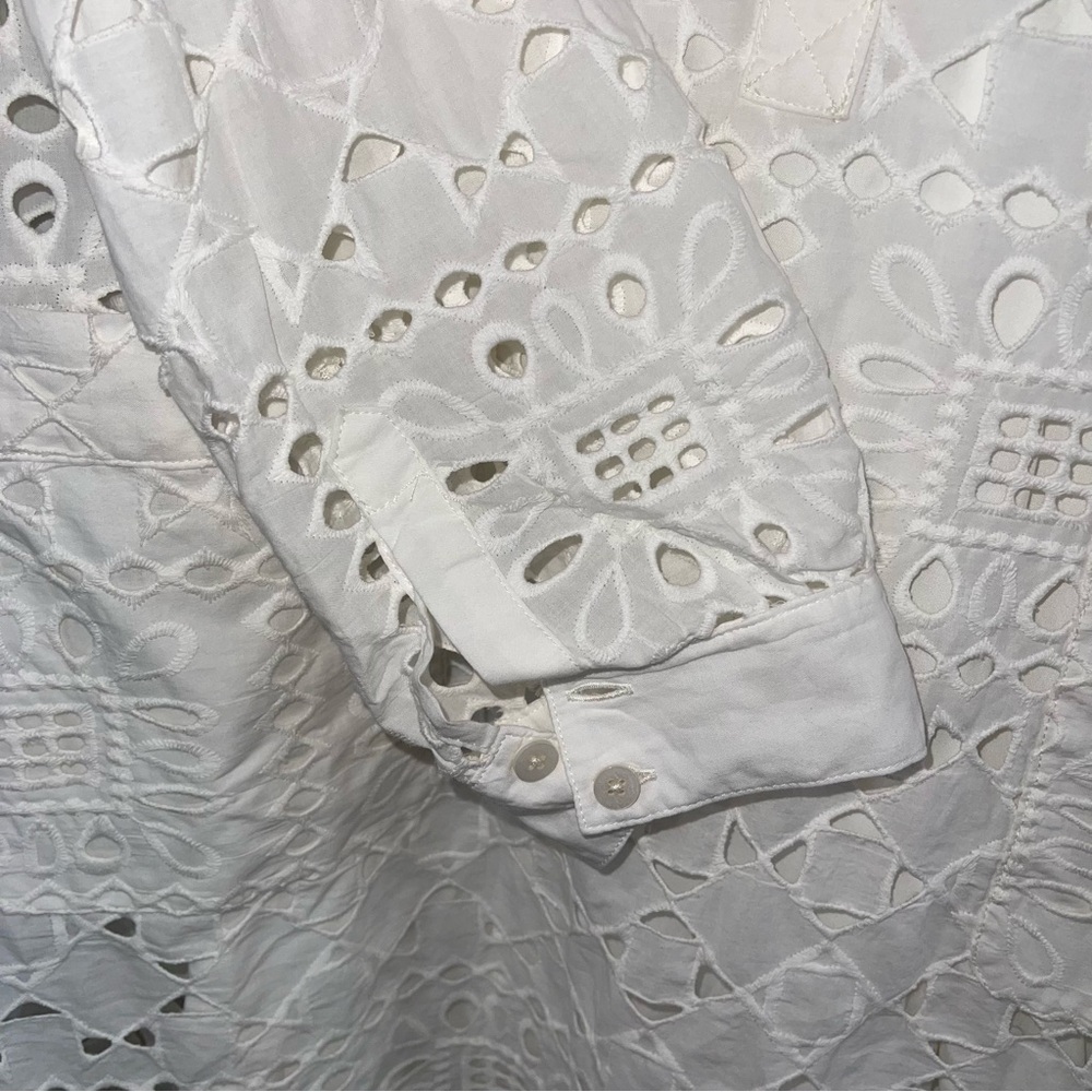 NWT Anthropologie Maeve White Geo Eyelet Tunic Dress Sz. L - Picture 7 of 10
